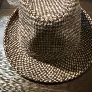 Brown Houndstooth Fedora Hat